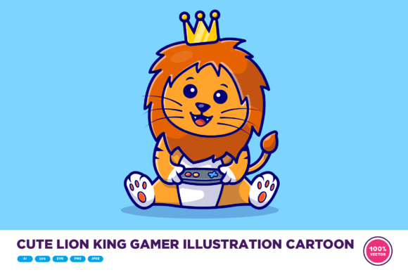 Cute Lion King Gamer Illustration: A Designer's Review