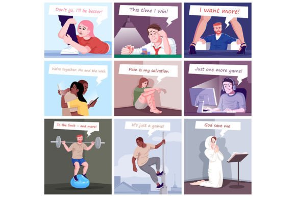 Psychological Addictions Illustrations: Graphics Review
