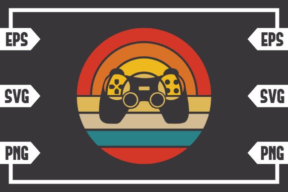 Retro Circle Gaming Controller Graphics for Crafts
