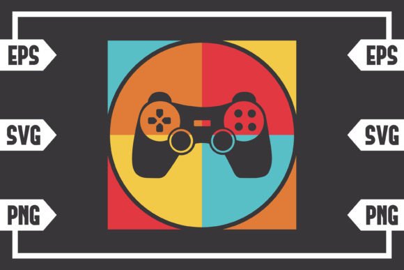 Retro Square Gaming Controller Graphics for Crafts
